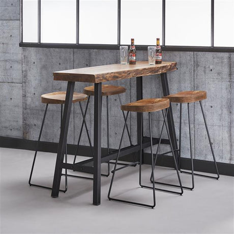 Ensemble de 4 tabourets de bar Lenn en bois d'acacia - Hauteur d'assise 71 cm - Sans dossier