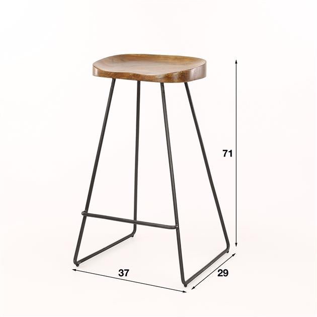 Ensemble de 4 tabourets de bar Lenn en bois d'acacia - Hauteur d'assise 71 cm - Sans dossier