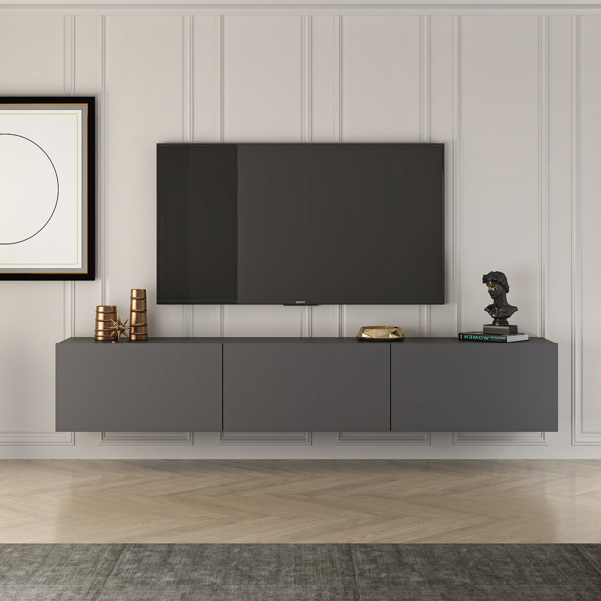 Etagère murale West anthracite 150 cm Bois mélaminé