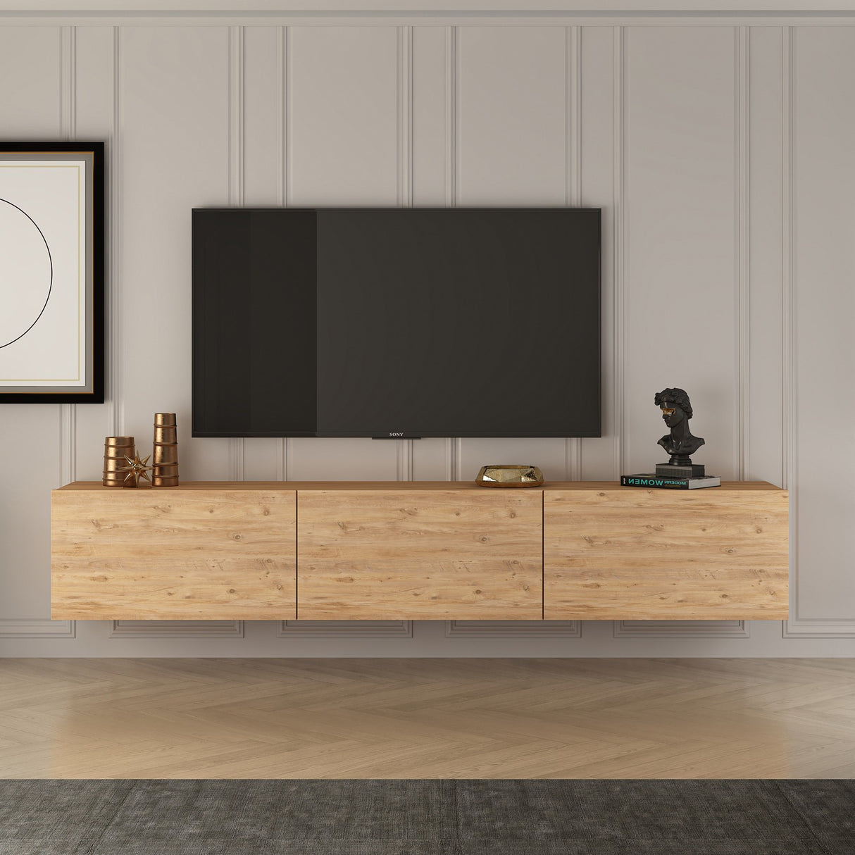 Meuble TV West pin atlantique 150 cm bois composite mélaminé
