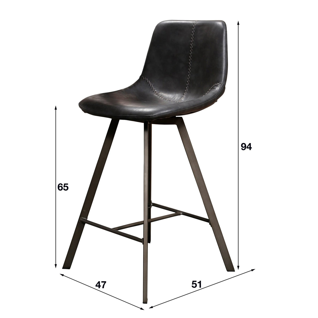 Ensemble de 4 tabourets de bar Siena Saddle PU noir