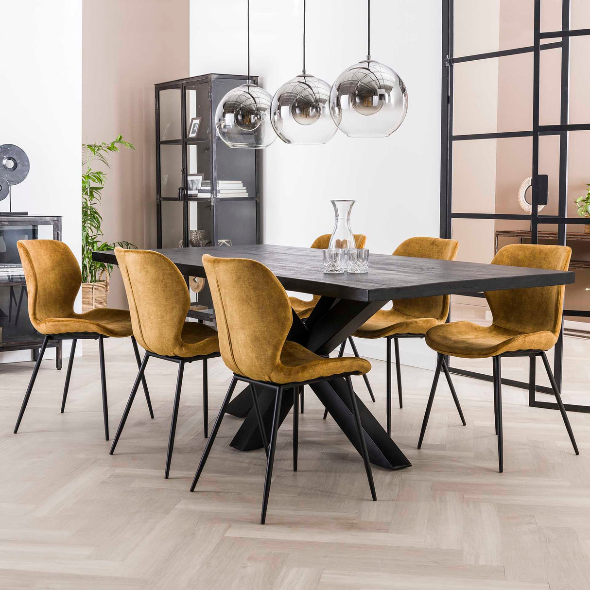 Lot de 4 chaises de salle à manger Argo Velours or