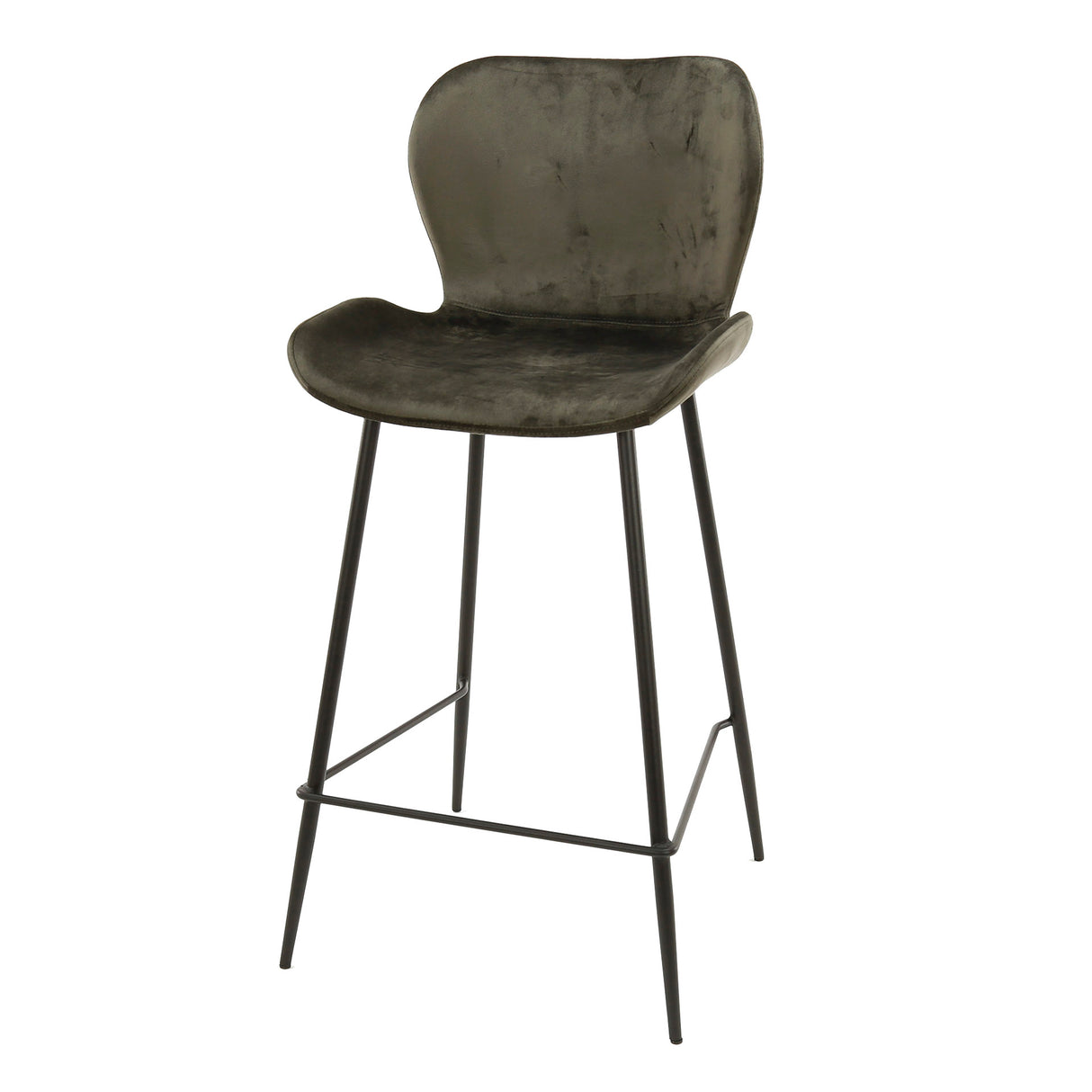 Ensemble de 4 tabourets de bar Argo Velours Anthracite