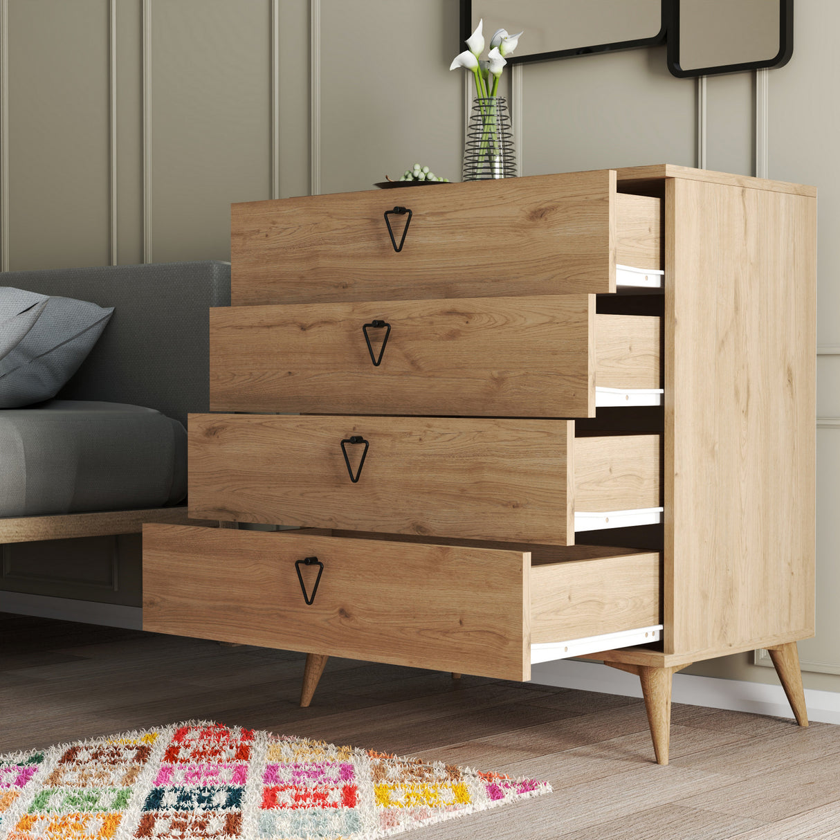 Ladekasten - Ladekast Versa Eik Melamine 80x90,8x45 cm - Dimehouse