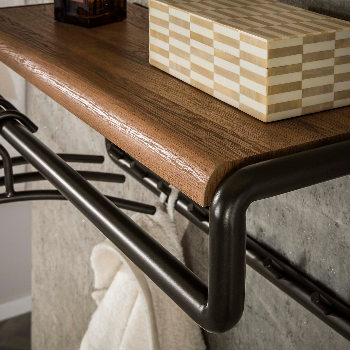 Porte manteau Senna tringle et étagère à chapeaux 8 patères Drift marron