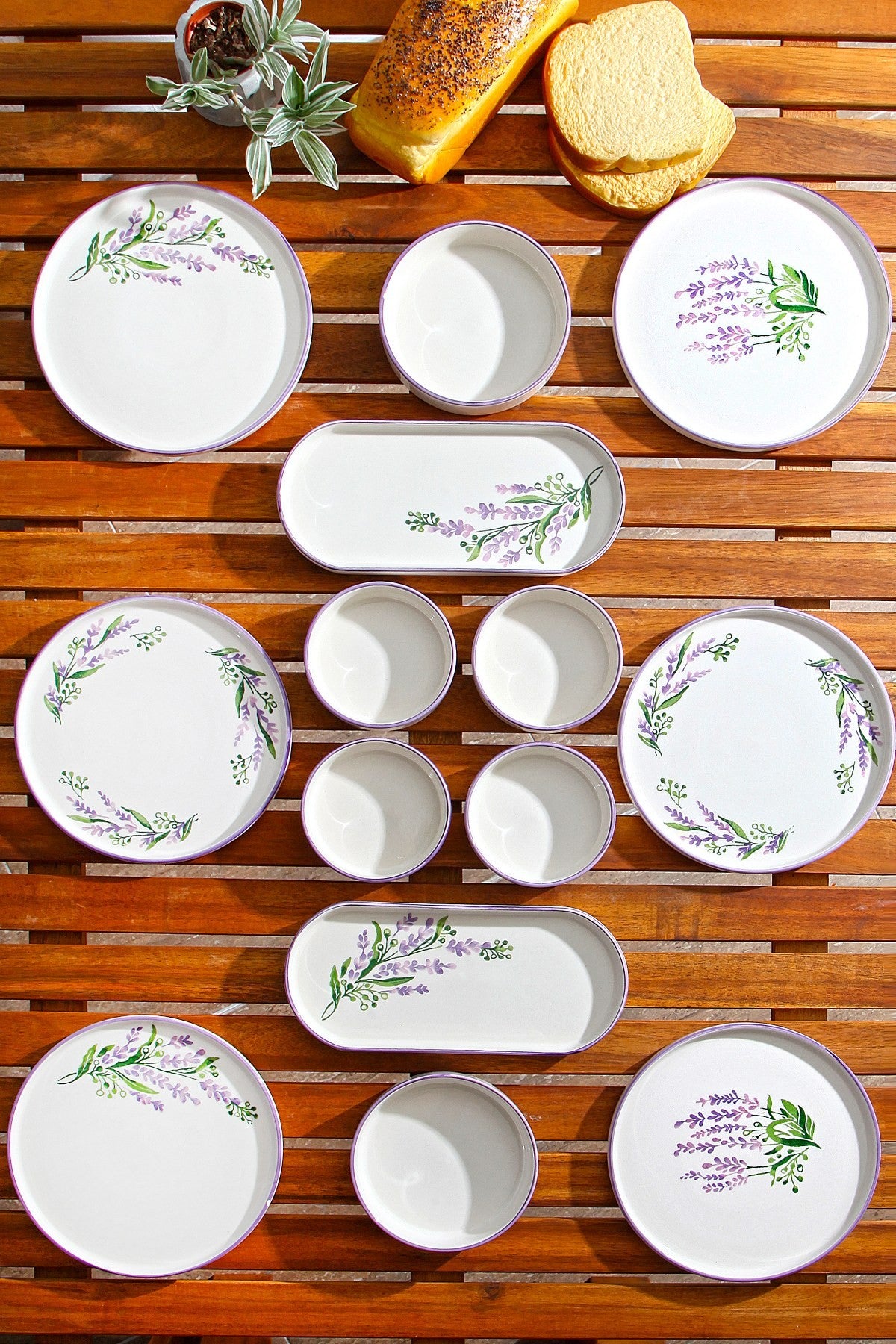 Lavanta 14 Blanc Violet Vert 100% CÉRAMIQUE 19 cm de large