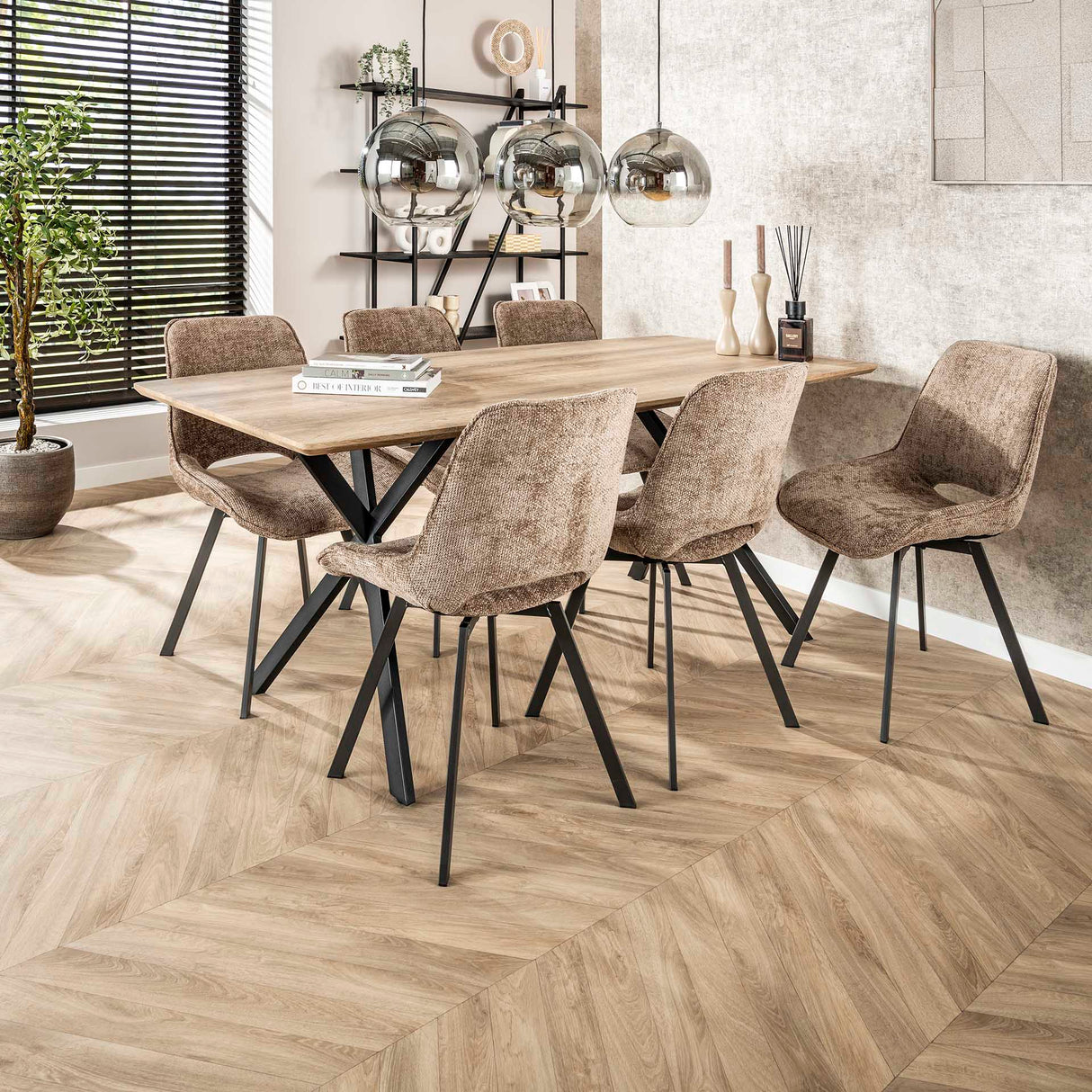 Ensemble de 4 chaises de salle à manger Riviera Rich champagne pivotantes