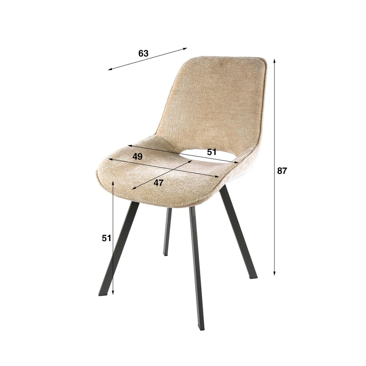 Lot de 4 chaises de salle à manger pivotantes Avero Jaroq sable
