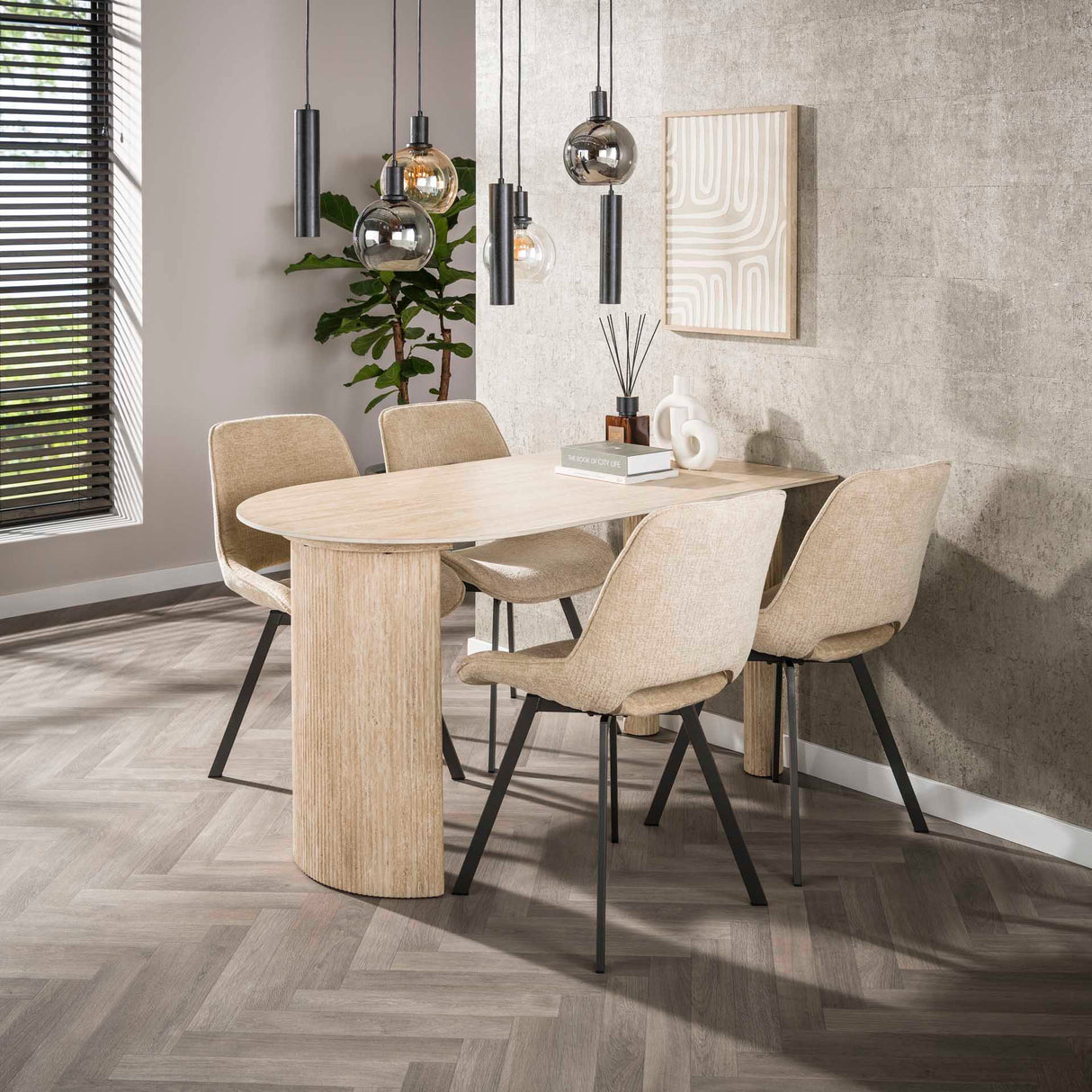 Lot de 4 chaises de salle à manger pivotantes Avero Jaroq sable