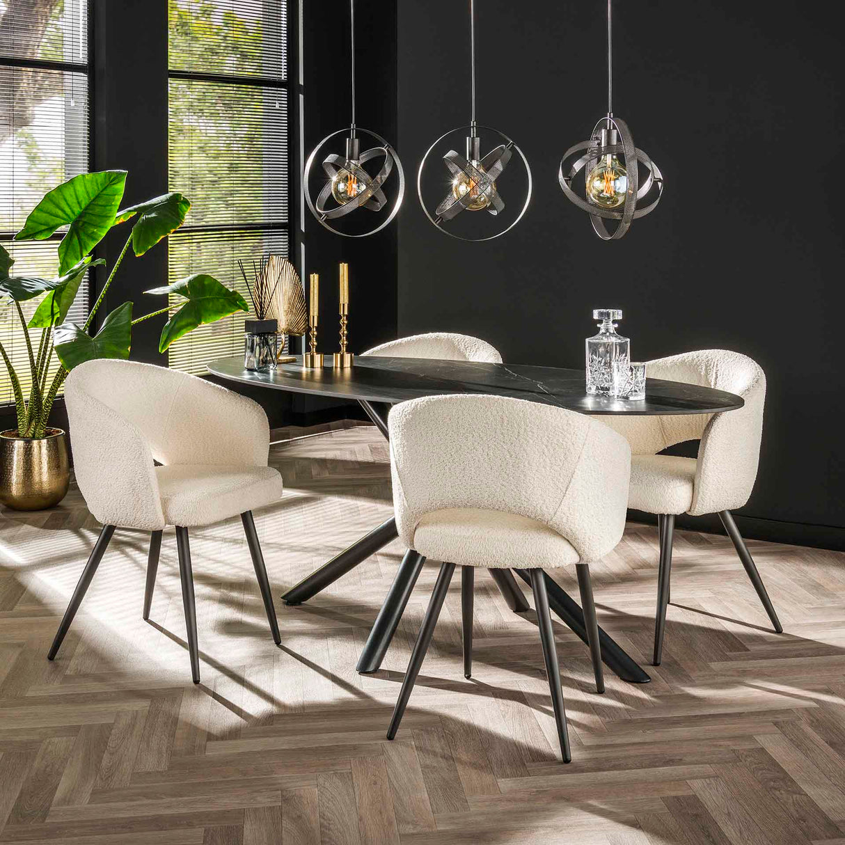 Ensemble de 2 chaises de salle à manger Cargo Bouclé Blanc