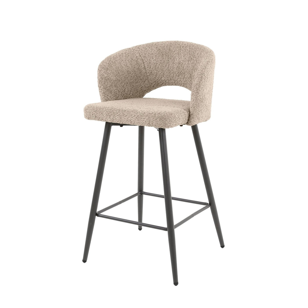 Tabouret de bar moderne Zand Alba en tissu bouclé