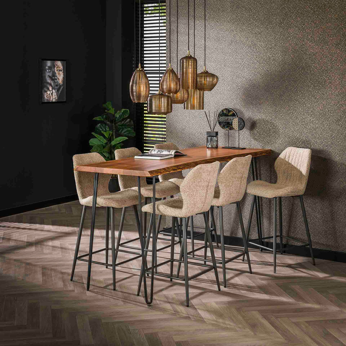 Ensemble de 2 tabourets de bar Mira Bouclé Zand