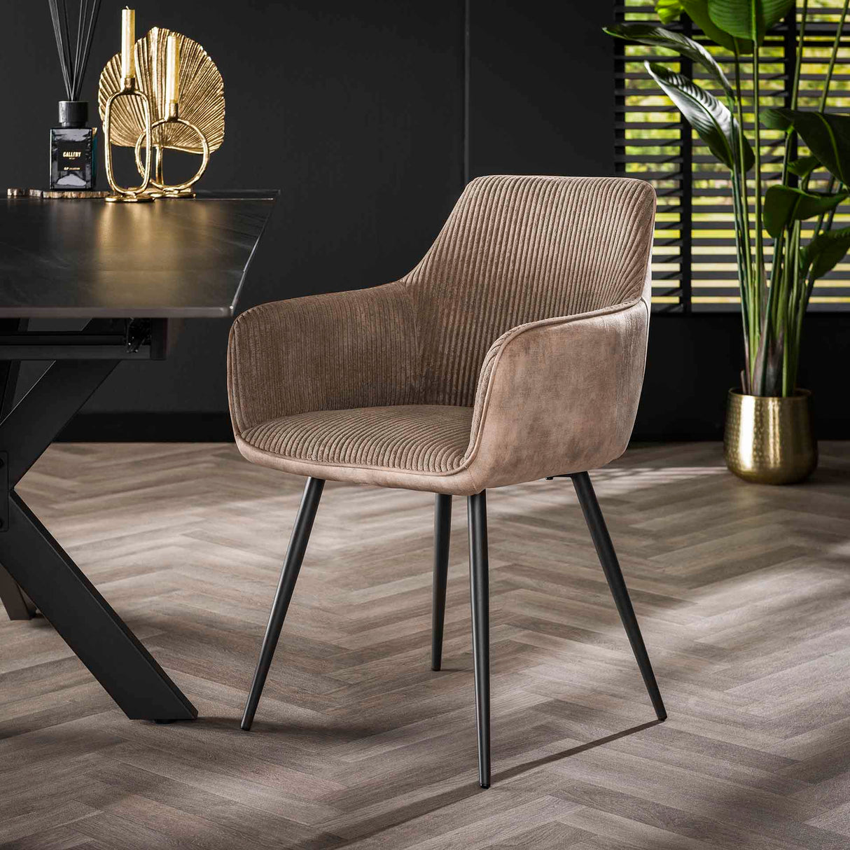 Ensemble de 2 chaises de salle à manger Rivo Rib Rock Sable