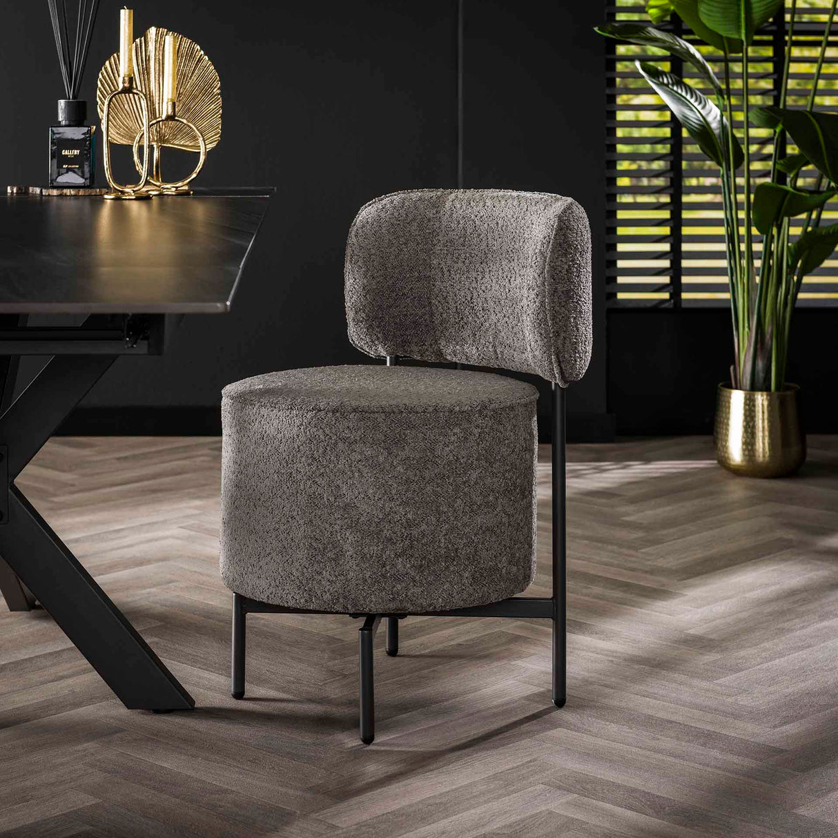 Chaise de salle à manger Dante Bouclé Gris Pivotante - Sans accoudoirs