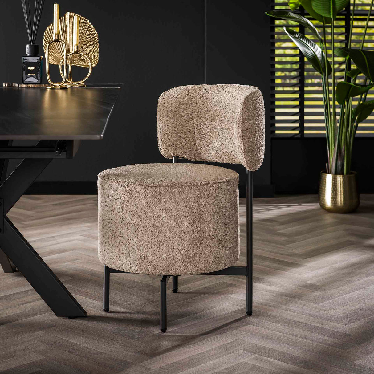 Chaise de salle à manger Dante Bouclé Sable Pivotante - Sans accoudoirs