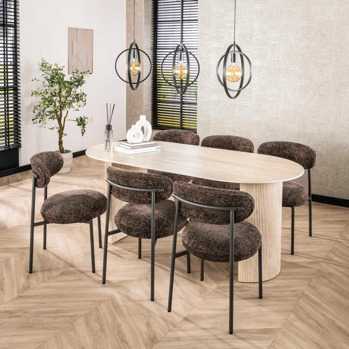 Ensemble de 2 chaises de salle à manger Aero Tissu Brun