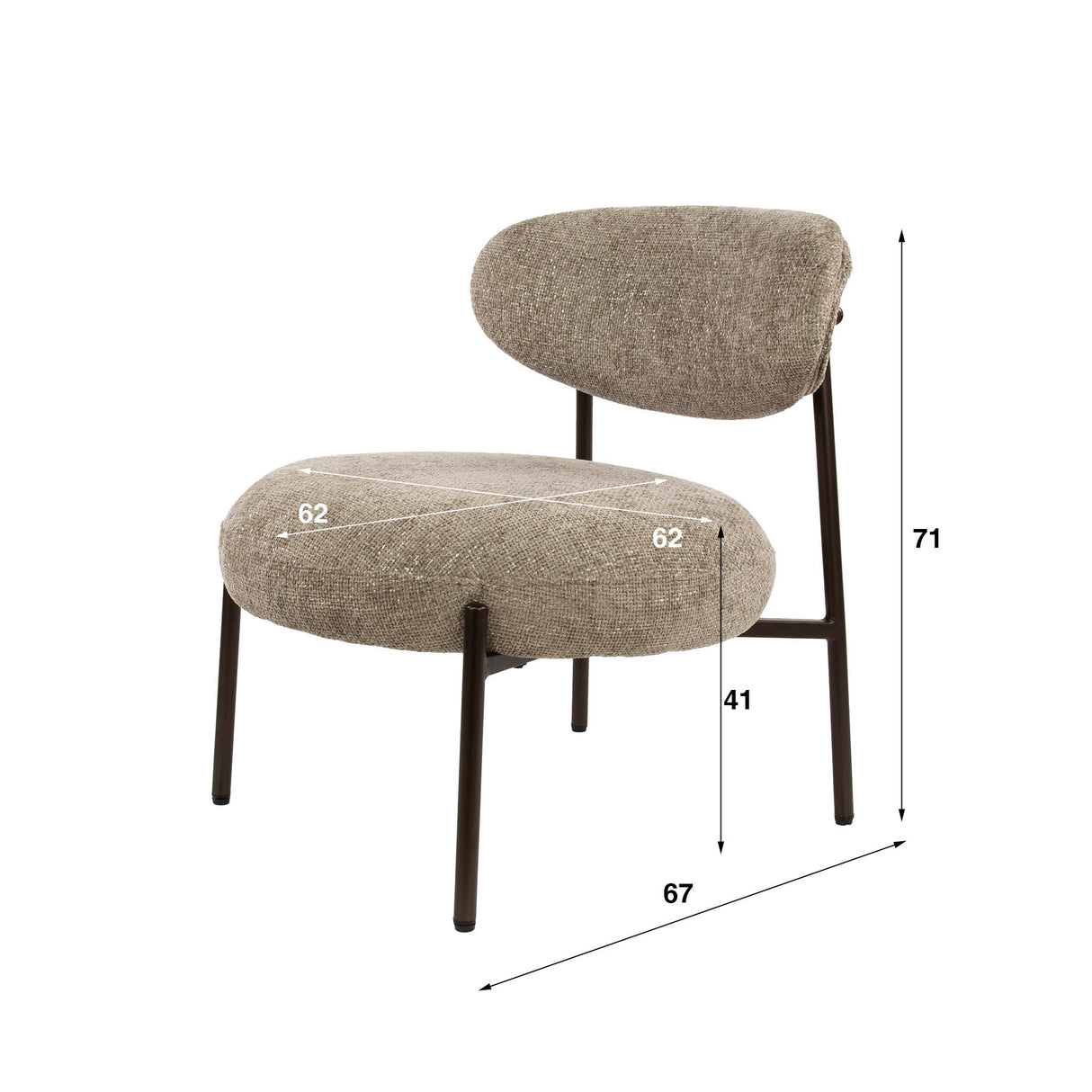 Fauteuil scandinave rond tissu mélangé beige Nova