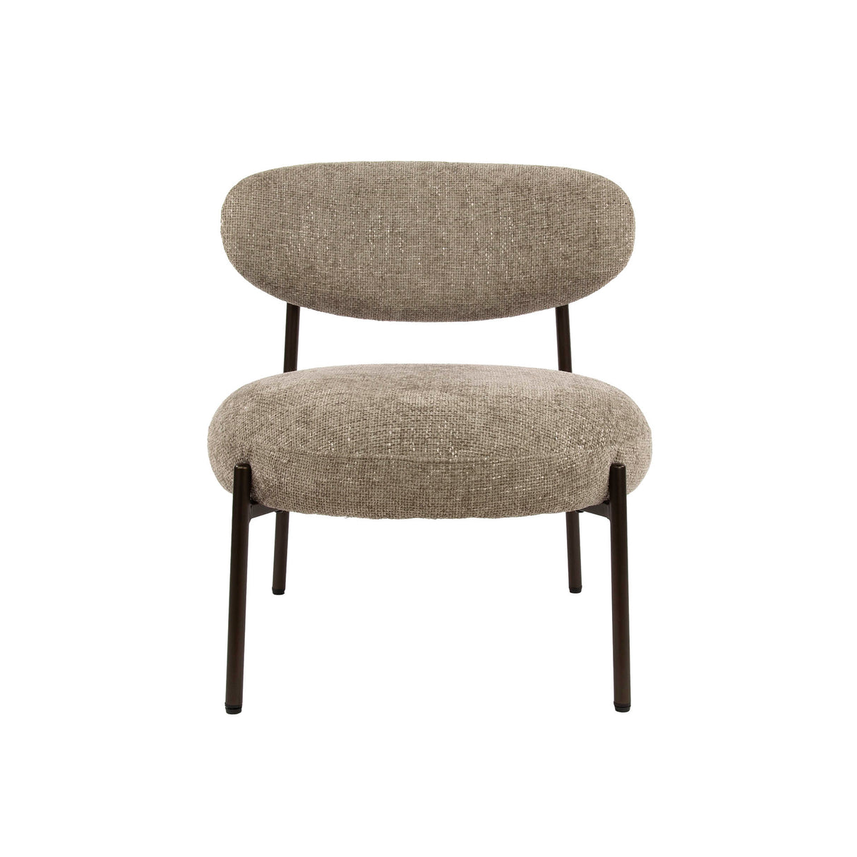 Fauteuil scandinave rond tissu mélangé beige Nova