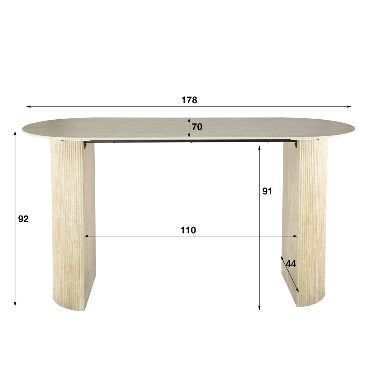 Bartafels - Archon Moderne Bartafel Keramiek Travertin 178x70 cm - Dimehouse