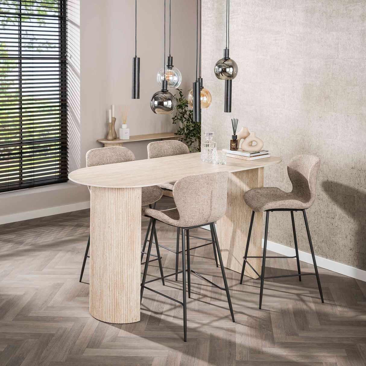 Bartafels - Archon Moderne Bartafel Keramiek Travertin 178x70 cm - Dimehouse