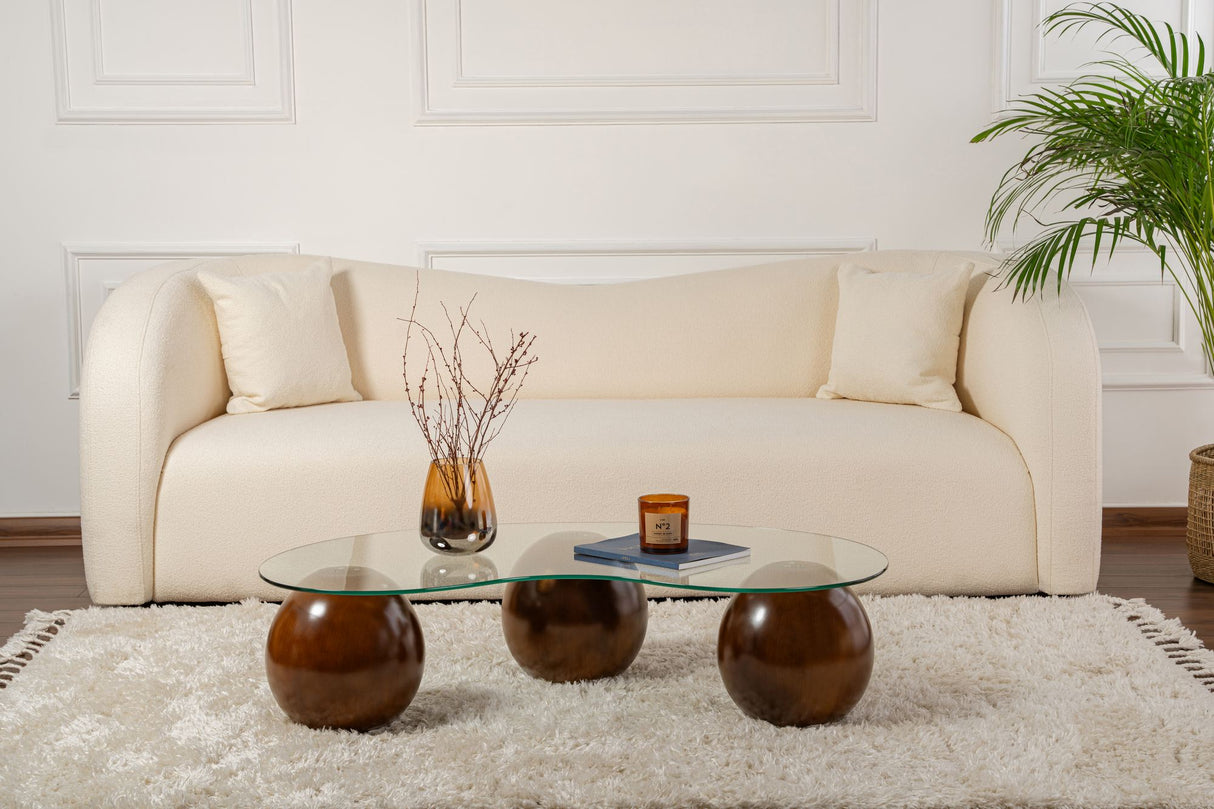 Salontafel Sphere Walnoot Transparant 120x70 cm Walnut Transparent Tempered glass