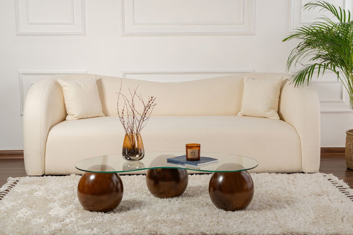 Table basse Sphere Walnoot Transparent 120x70 cm Walnut Verre trempé