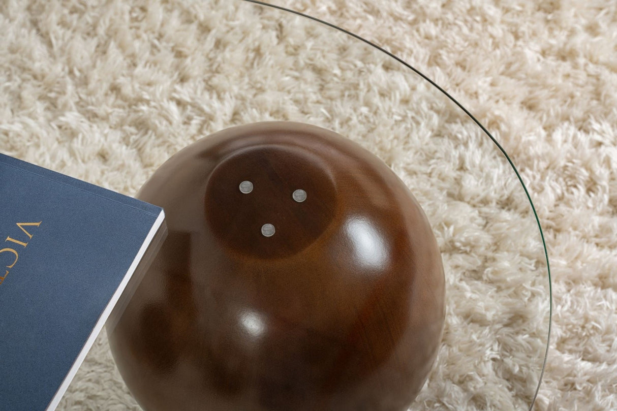 Table basse Sphere Walnoot Transparent 120x70 cm Walnut Verre trempé