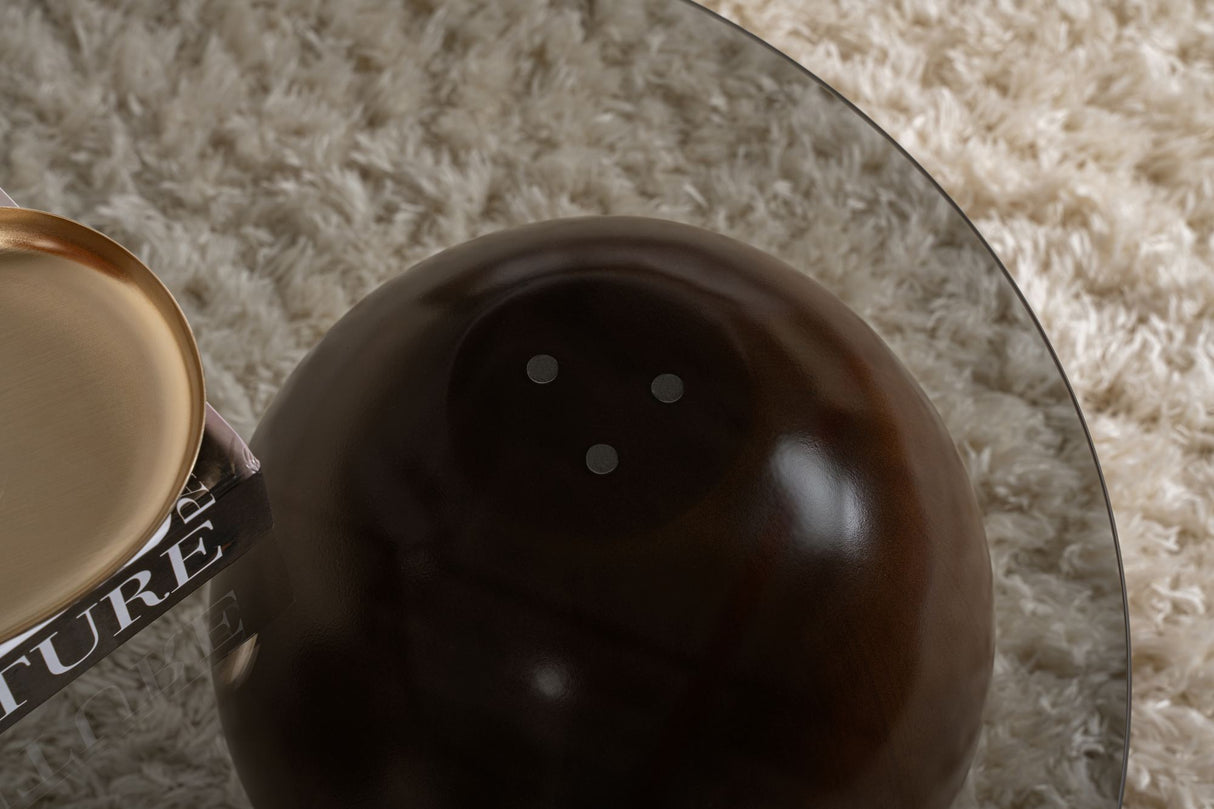 Table basse Sphere Noyer et Gris 120x70 cm Verre trempé