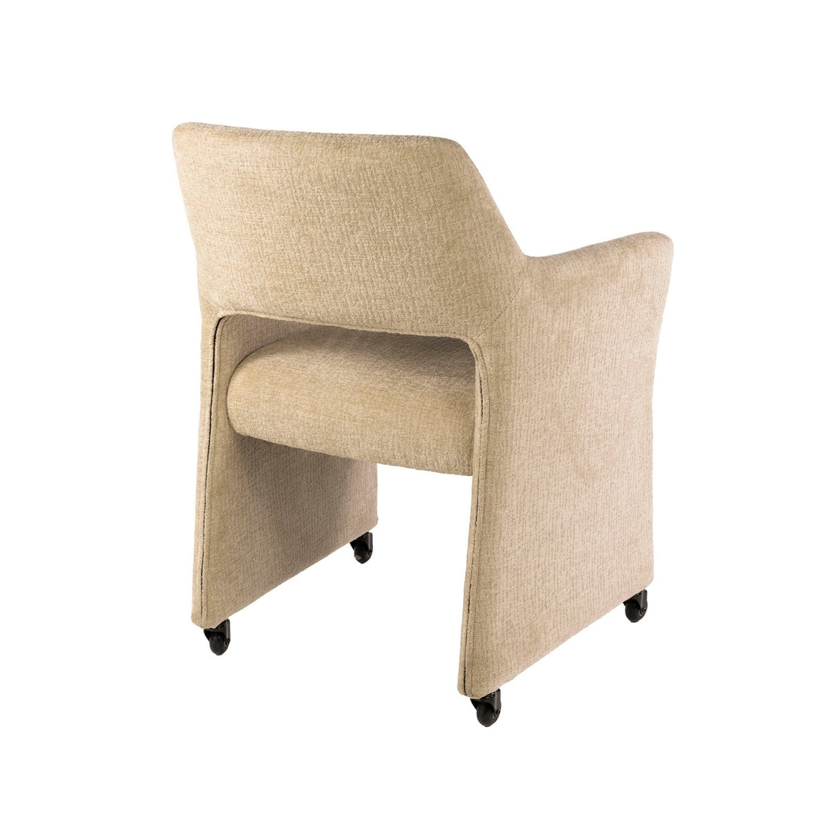 Eetkamerstoelen - Set van 2 Eetkamerstoelen Capri Jaroq zand Stof op wieltjes - Dimehouse