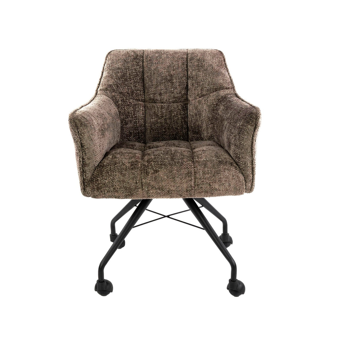 Lot de 2 chaises de salle à manger Tova en tissu taupe avec roulettes