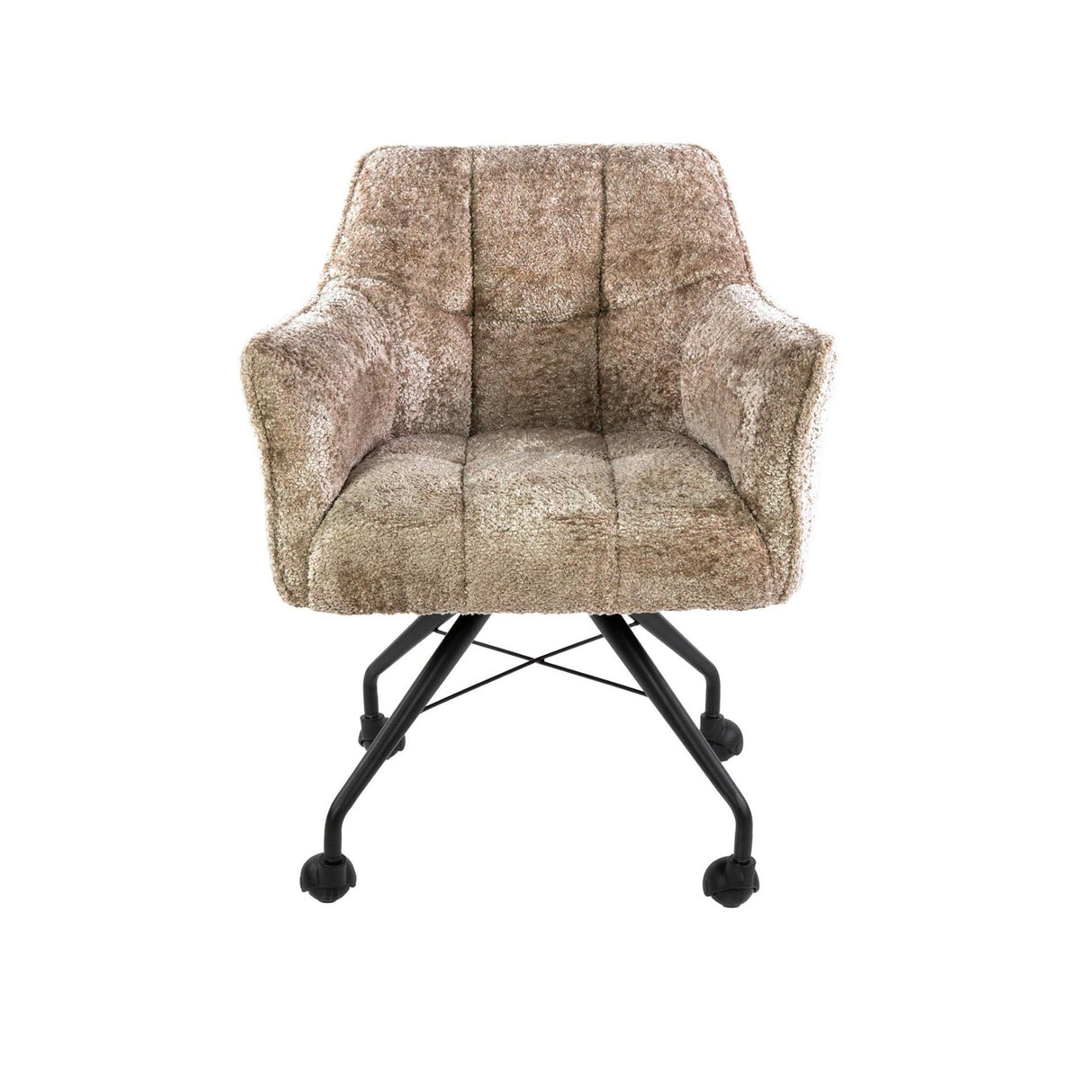 Lot de 2 chaises de salle à manger Tova tissu Alura sable avec roulettes
