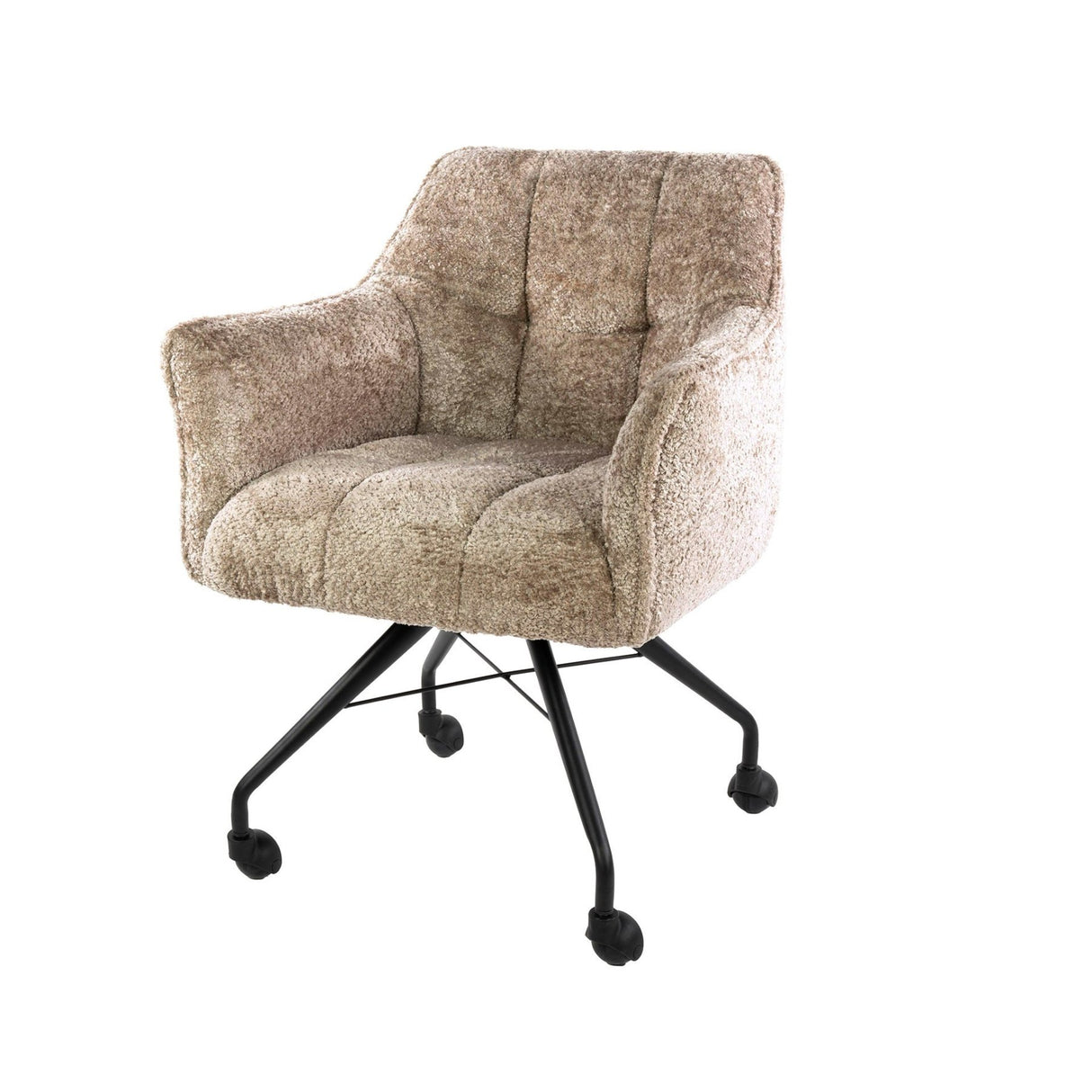 Lot de 2 chaises de salle à manger Tova tissu Alura sable avec roulettes