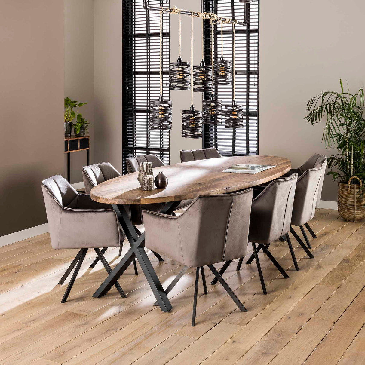 Ensemble de 2 chaises de salle à manger Lino Velvet Anthracite Pivotantes