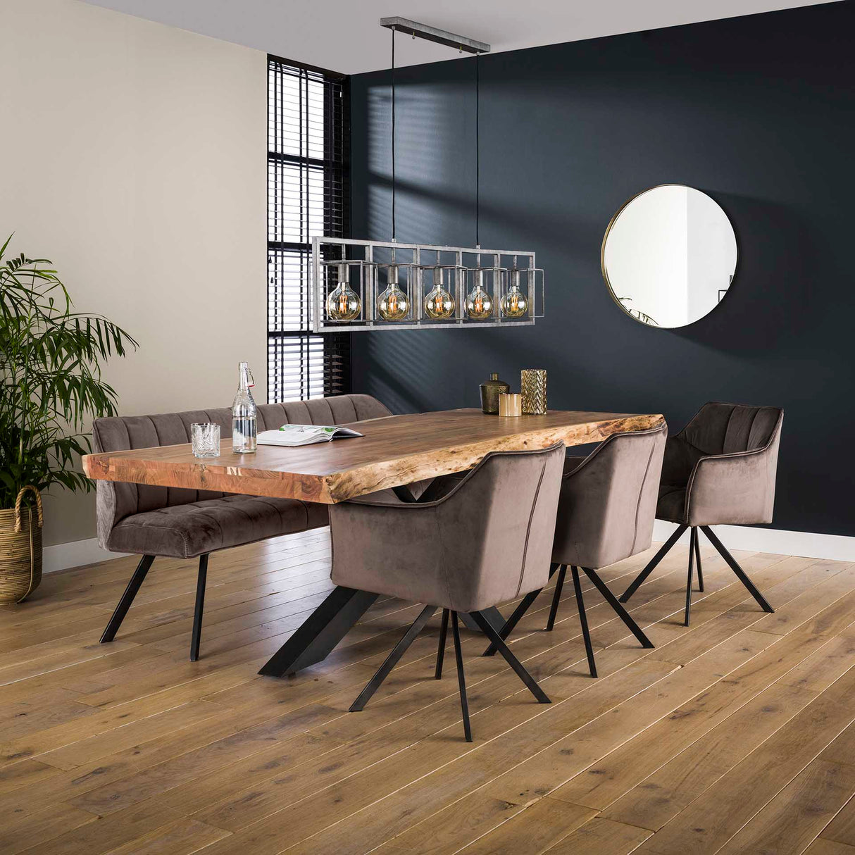 Ensemble de 2 chaises de salle à manger Lino Velvet Anthracite Pivotantes