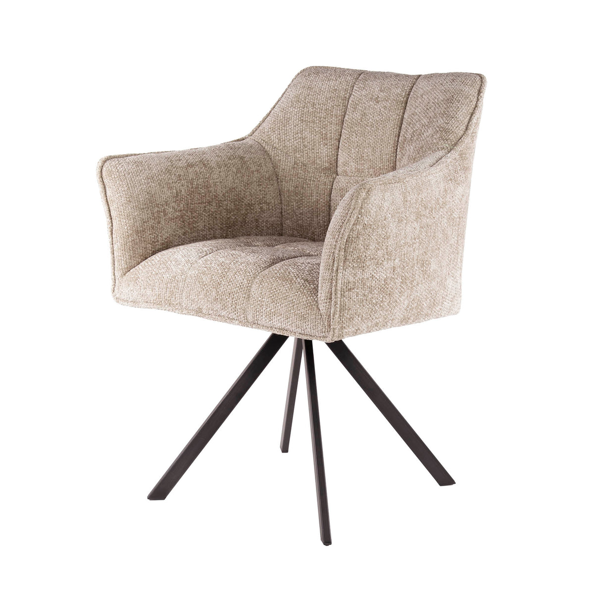 Chaise de salle à manger Lino en velours chenille couleur sable riche pivotante