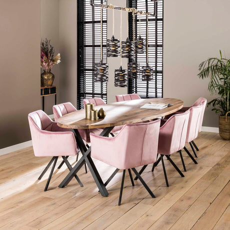 Ensemble de 2 chaises de salle à manger Lino Velvet Rose Pivotantes