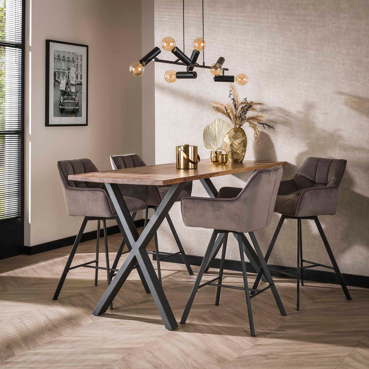 Tabouret de bar Lino Velvet Anthracite Pivotant