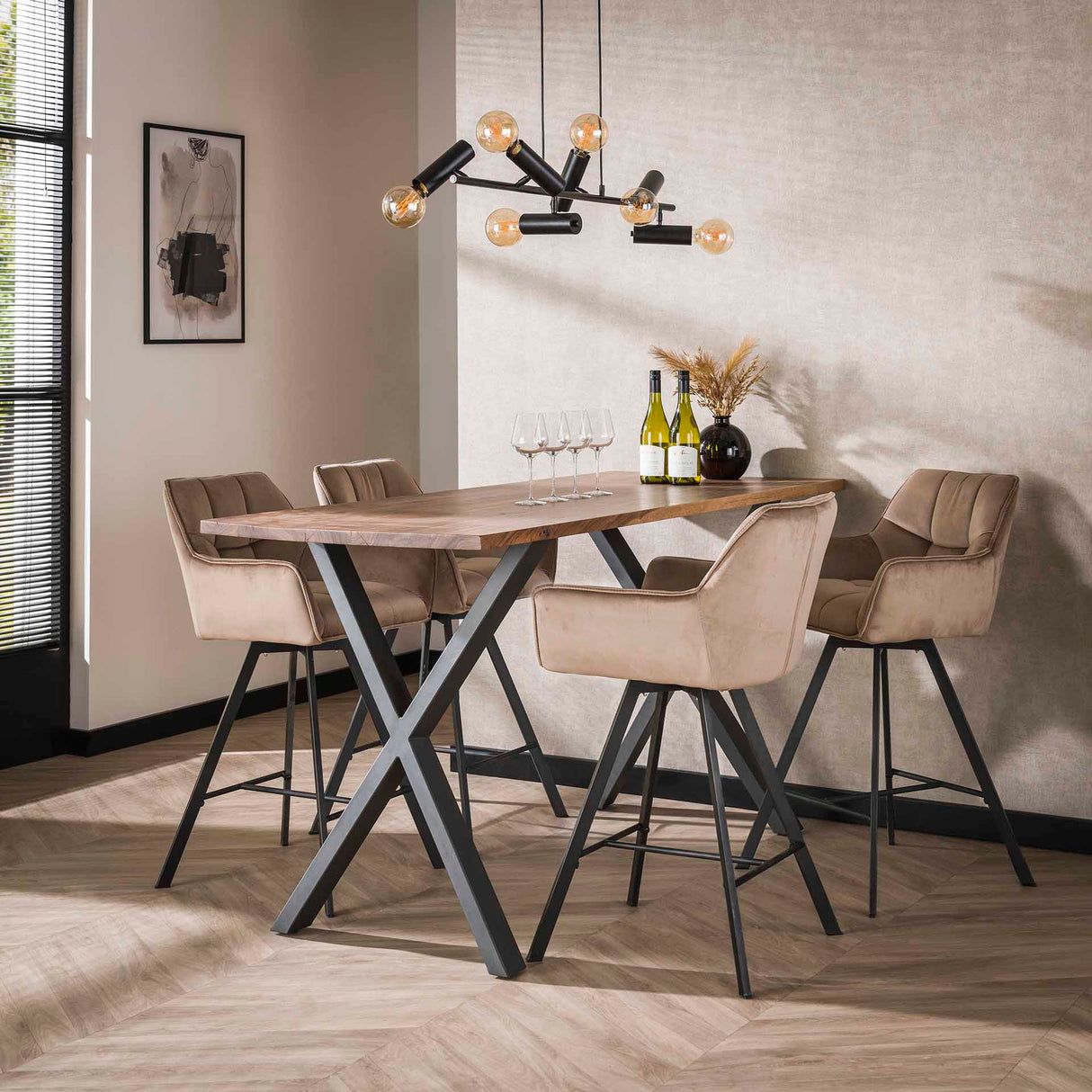 Tabouret de bar Lino Velvet Champagne Pivotant