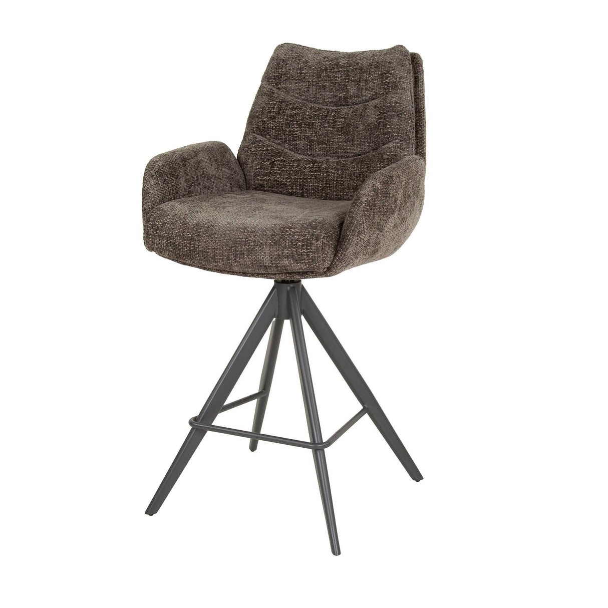 Tabouret de bar Elite Taupe en tissu chenille, riche, pivotant