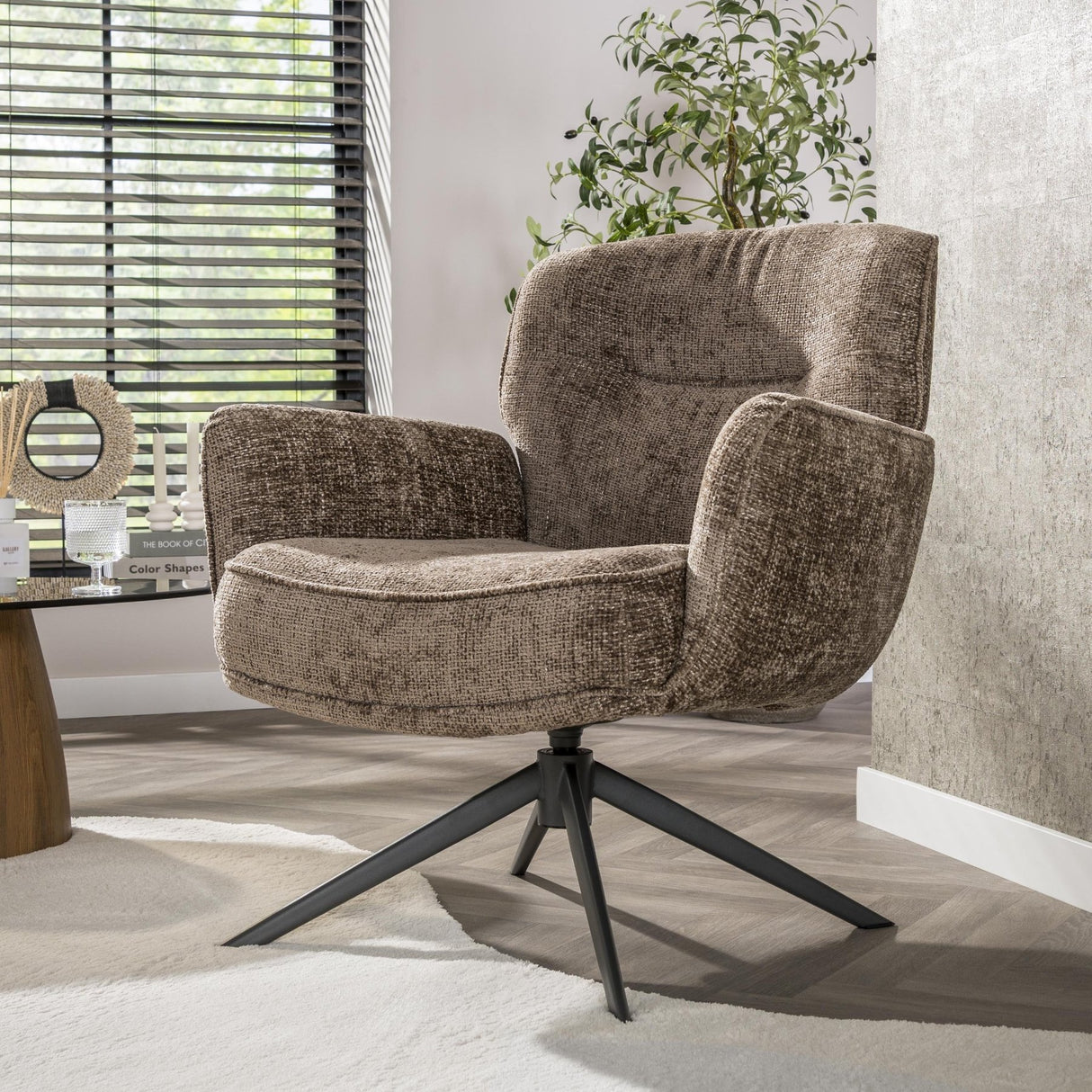 Fauteuil pivotant Savona Hoven Rich Fabric Champagne