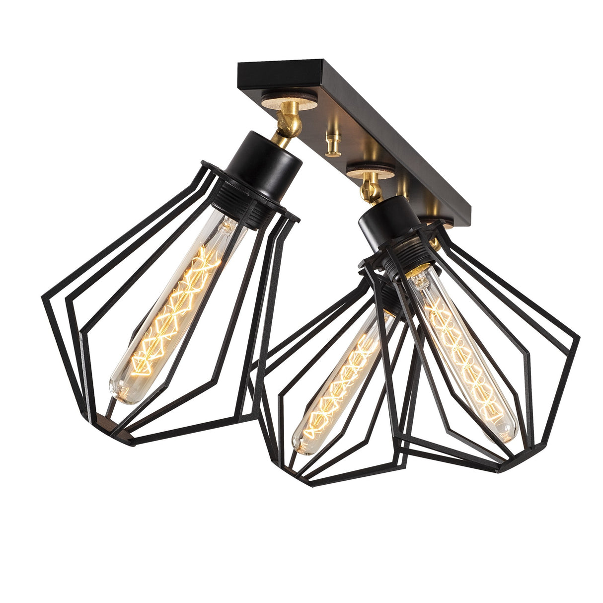 Suspension 3 lumières Noir Or Métal Palisade