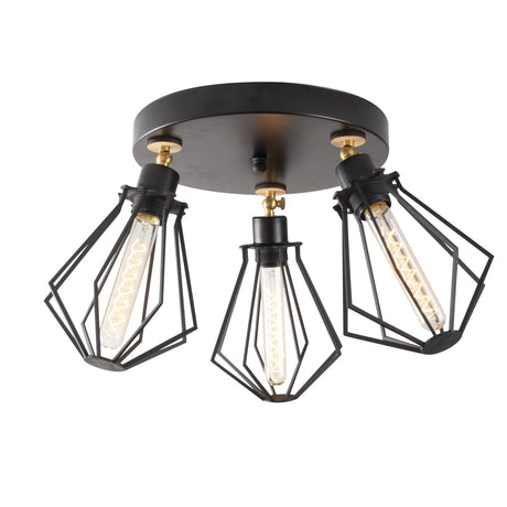 Lampe de plafond ronde noire dorée en métal Palisade