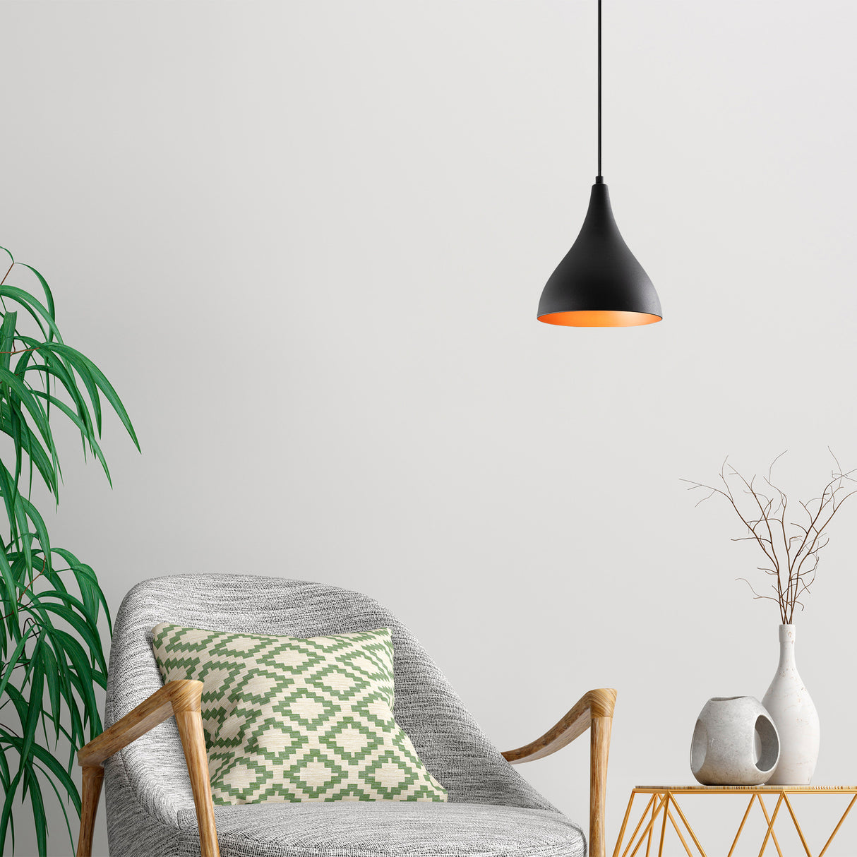 Suspension 1-lampe Noir Drop Métal Allure