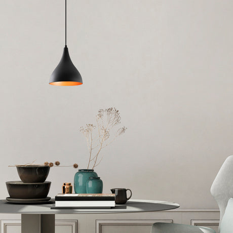 Suspension 1-lampe Noir Drop Métal Allure
