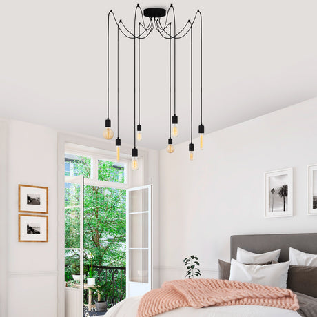 Suspension 8 lumières Noir Métal Maris