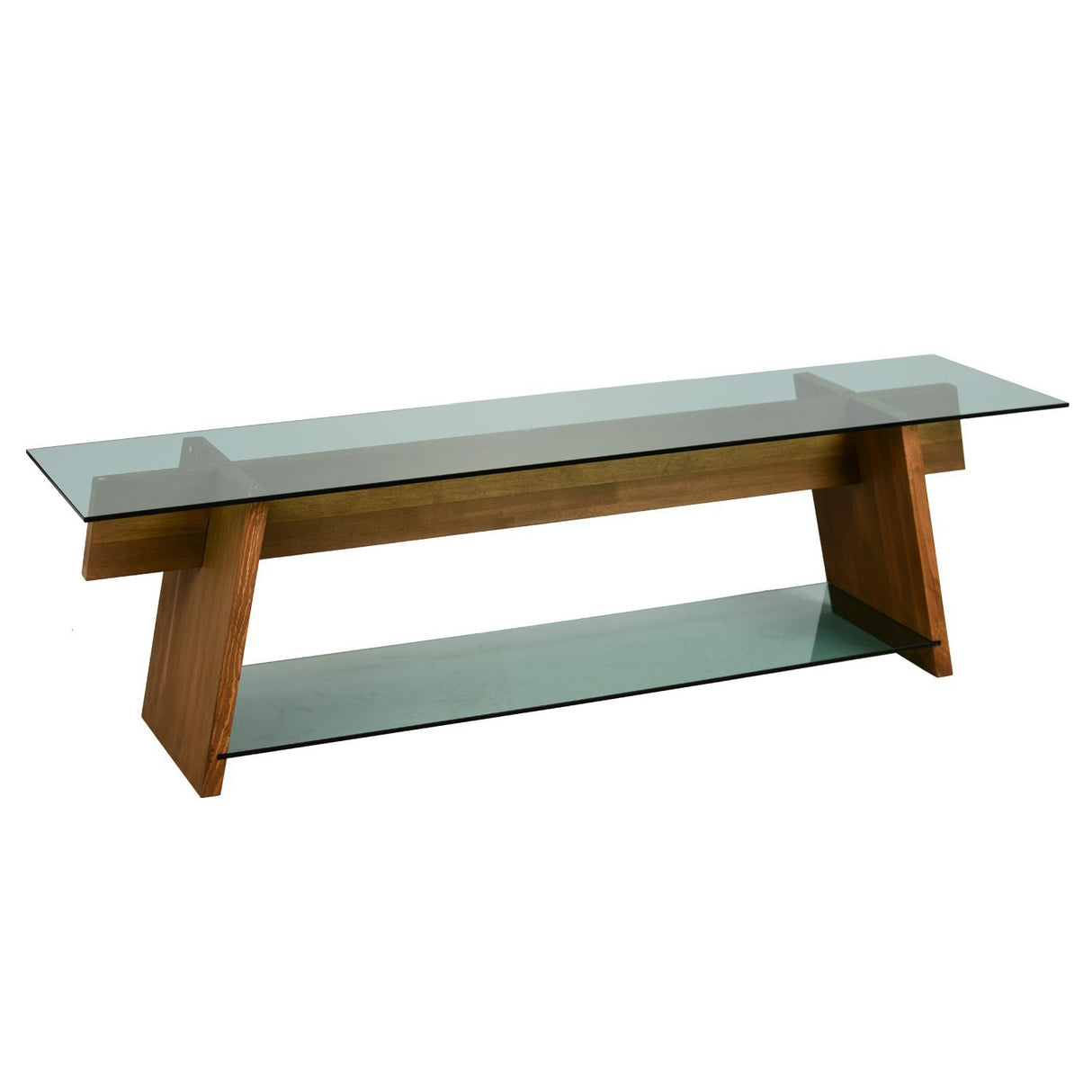 TV Meubels - TV Meubel Coral Walnoot Groen Glas 158x45x40 cm - Dimehouse