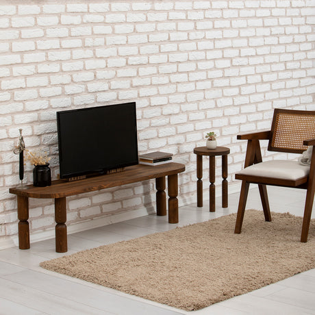 Meuble TV Ida en Noyer Sombre Bois 140x40x35 cm