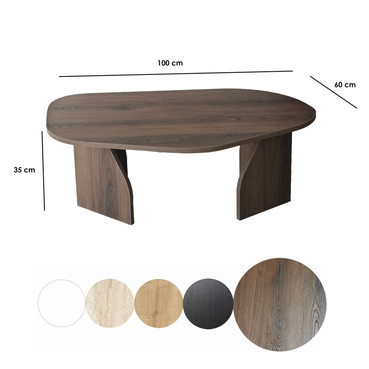 Table Basse Bio Support Mélamine Noyer Japandi - 105x65 cm