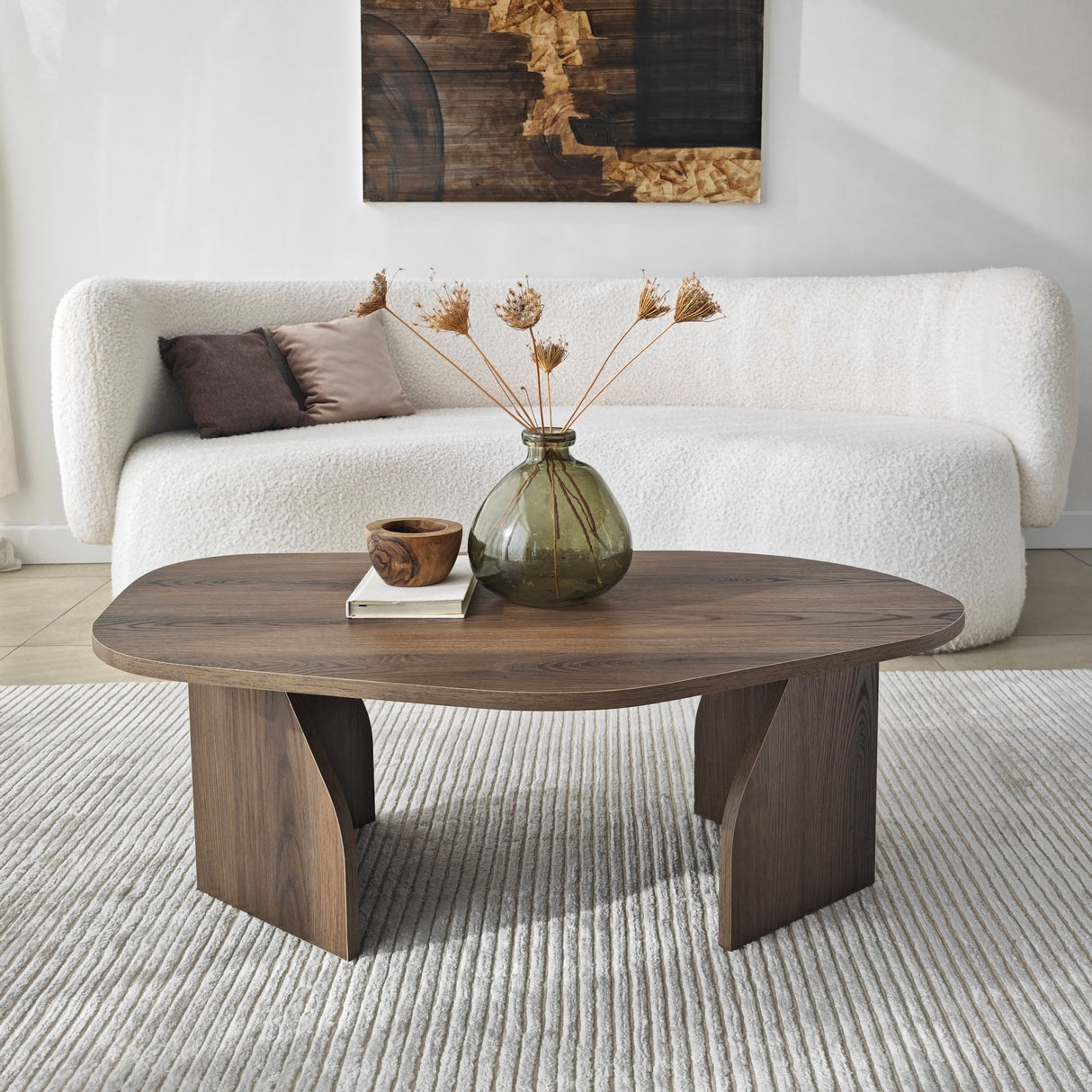 Table Basse Bio Support Mélamine Noyer Japandi - 105x65 cm