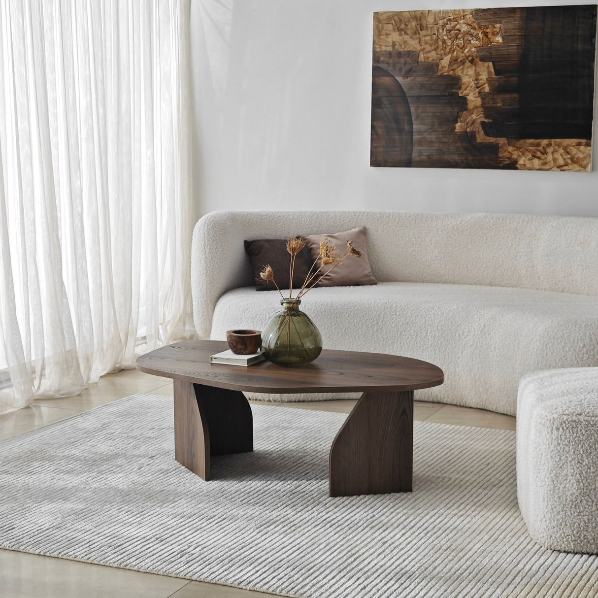 Table Basse Bio Support Mélamine Noyer Japandi - 105x65 cm